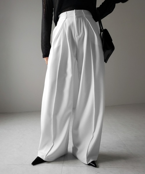 「me+em select」 パンツ MEDIUM グレー レディース_画像2