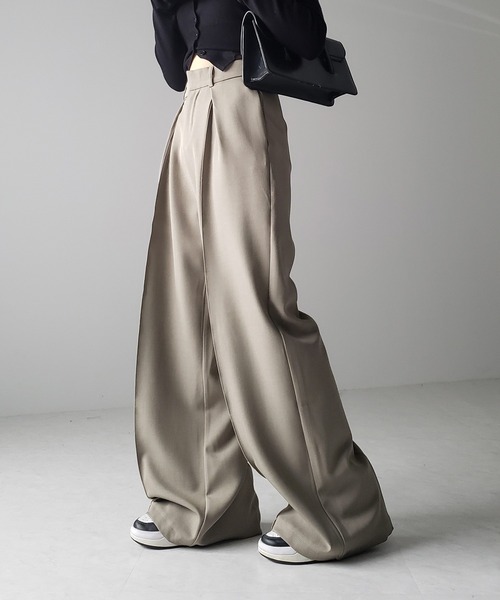 「me+em select」 パンツ MEDIUM グレー レディース_画像3