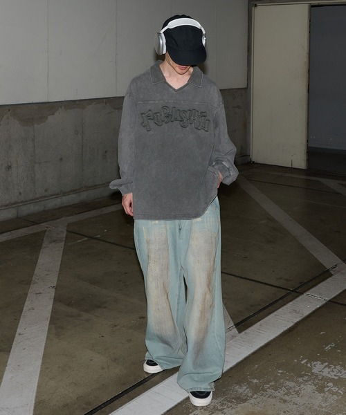 「Perushu」 長袖シャツ MEDIUM ネイビー メンズ_画像3