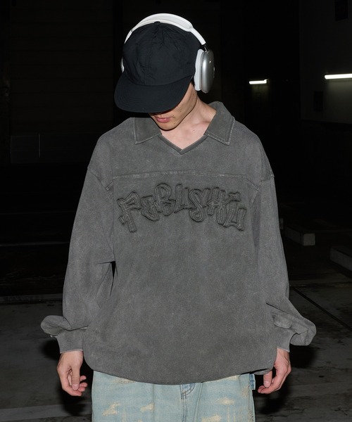 「Perushu」 長袖シャツ MEDIUM ネイビー メンズ_画像9