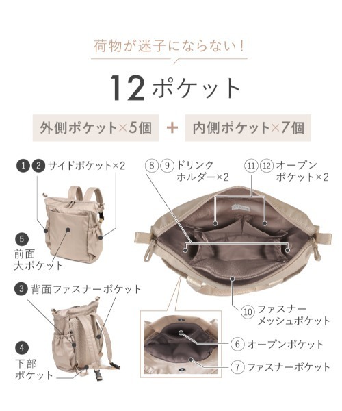 「LASIEM」 2WAYバッグ FREE ライトグレー レディース_画像9