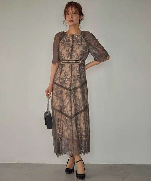「Dorry Doll」 7分袖ワンピース M モカ レディース_画像7
