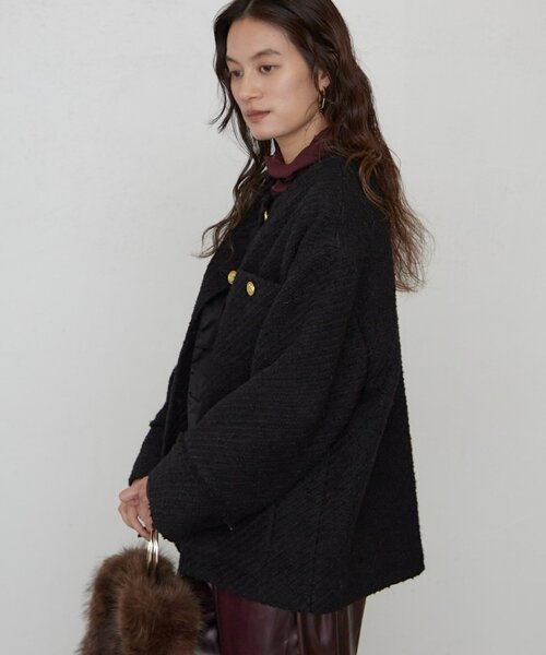 人気完売品　Loungedress ツイード　ジャケット　コート Loungedress（ラウンジドレス） ジャケット ノーカラージャケット