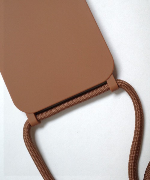 shopnikoniko スマホケース ブラウン ショルダーストラップ付き
