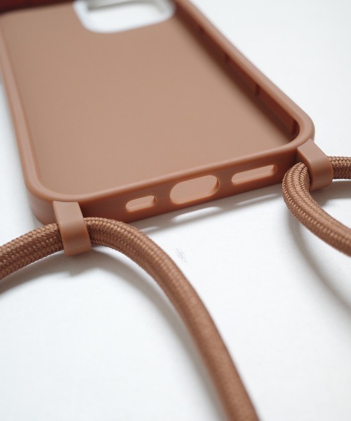 shopnikoniko スマホケース ブラウン ショルダーストラップ付き