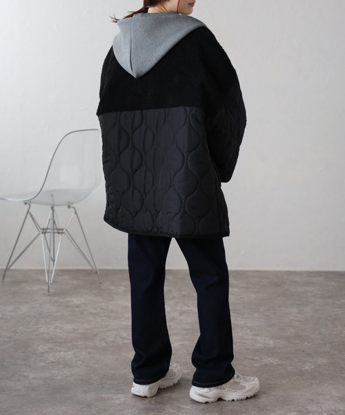 TRIANGLE PALETTE ジャケット ノーカラージャケット ボア切り替え