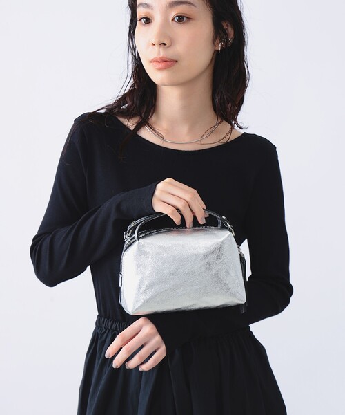 GIANNI CHIARINI ネイビー レザーハンドバッグ ジャンニキアリーニ ハンドバッグ ショルダーバッグ アリファ S