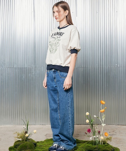 tシャツ A'GEM/9 × .kom「LARTIGENT/ラーティゼン」L2 FLOWER SWEATSHIRT/花 ティーシャツ レディースの画像