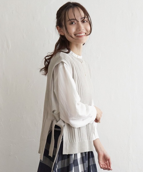 ikka（イッカ） ベスト ジレ サイドリボンニットベスト レディース
