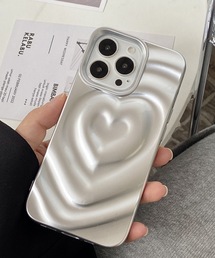 shopnikoniko スマホケース シルバーハート ぷっくり 15 16