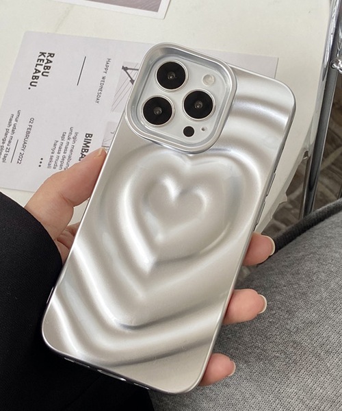 shopnikoniko スマホケース シルバーハート ぷっくり 15 16