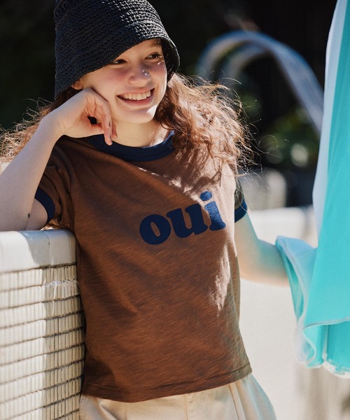 ミルクフェド MILKFED. OUI SLAB COMPACT S/S RINGER TEE 半袖 Tシャツ カットソー リンガー ロゴ コンパクト ジャストサイズ レディース ブランド 正規 セール】OUI SLAB COMPACT S/S RINGER TEE（Tシャツ/カットソー