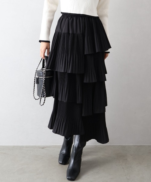 SpRay（スプレイ） スカート アシメプリーツティアードロングスカート