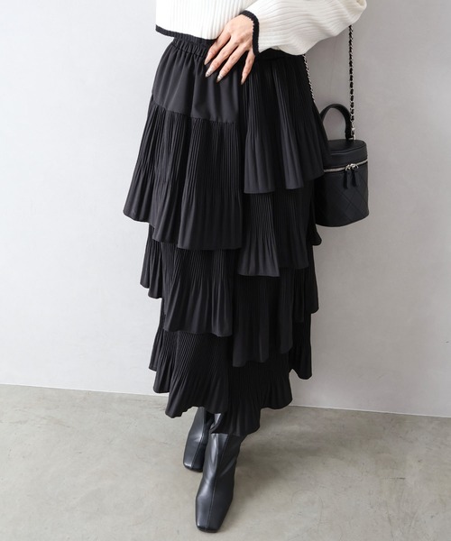 SpRay（スプレイ） スカート アシメプリーツティアードロングスカート