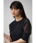 tシャツ シアースリーブパフトップス レディースの詳細画像1