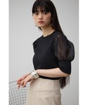 tシャツ シアースリーブパフトップス レディースの詳細画像2