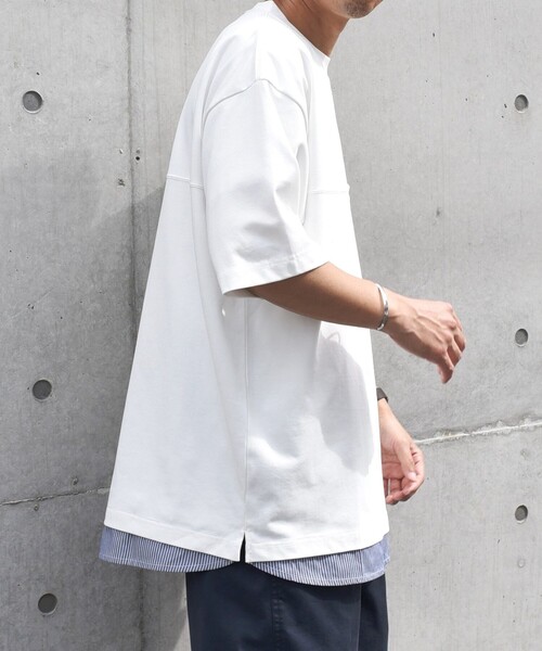 SHIPS any tシャツ any: バックメッシュ / ストライプシャツ