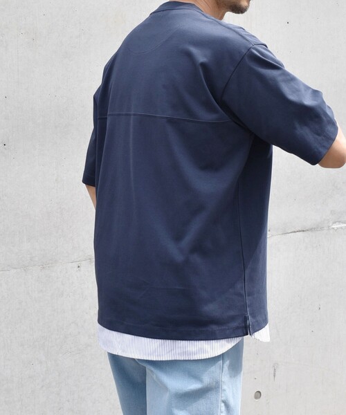 SHIPS any tシャツ any: バックメッシュ / ストライプシャツ