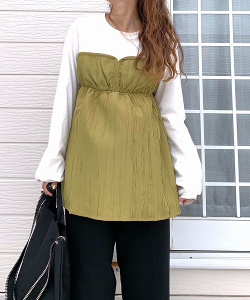 tシャツ ビスチェドッキングカットソー レディース