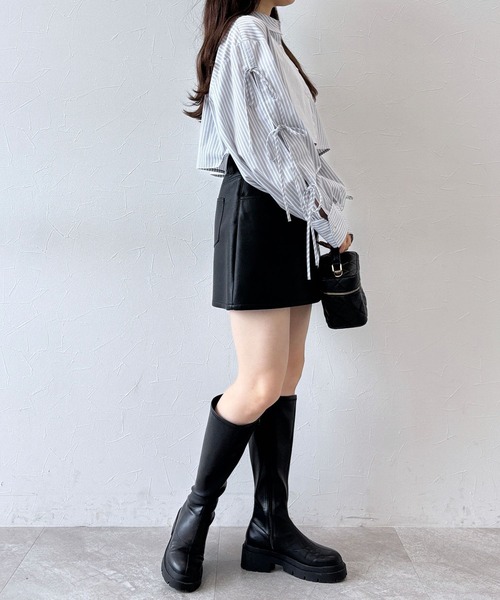 Heather ブラウス シャツ 袖リボンシャツ 149040 レディース