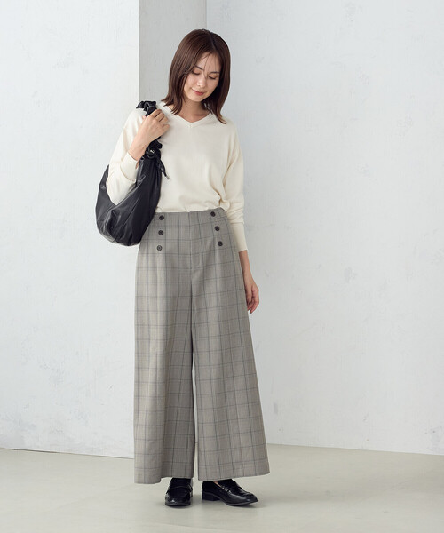 COMME CA ISM パンツ ポリエステルレーヨングレンチェック