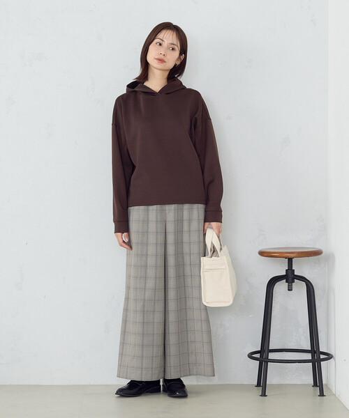 COMME CA ISM パンツ ポリエステルレーヨングレンチェック