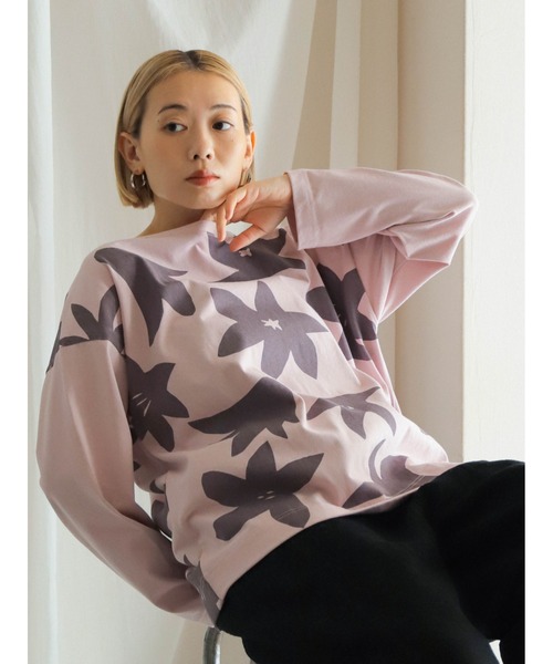 FIL DE FER フィルデフェール ペーパーリリィプリント ロンTEE 10-1-08-227-4-2 FIL DE FER フィルデフェール ペーパーリリィプリント ロンTEE
