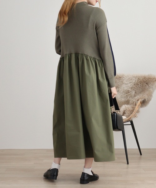 ワンピース A.N.L ラインスリーブニット切り替えワンピース : ZOZOTOWN