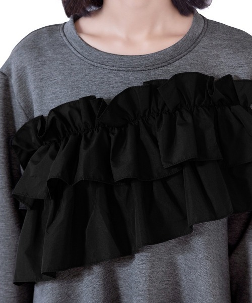 美品　MSGM フルーツ柄　フリル　Tシャツ　ワンピース　カ　ットソー　黒 bell25623684_1.jpg