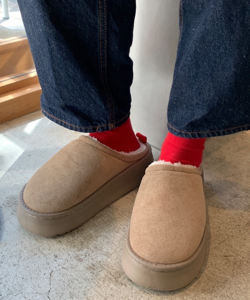 ムートンブーツ ブラウン スリッポン ブーツ ボアムートンスリッポン レディース : ZOZOTOWN Yahoo!店