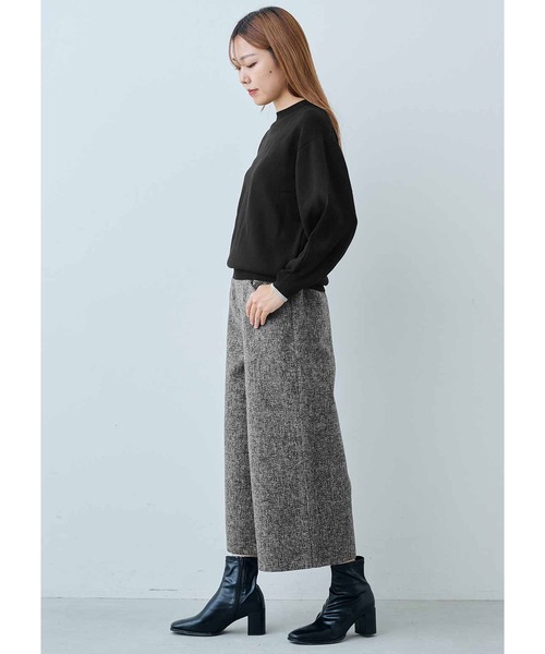 IEDIT パンツ IEDIT ウールライク素材のクロップドワイド