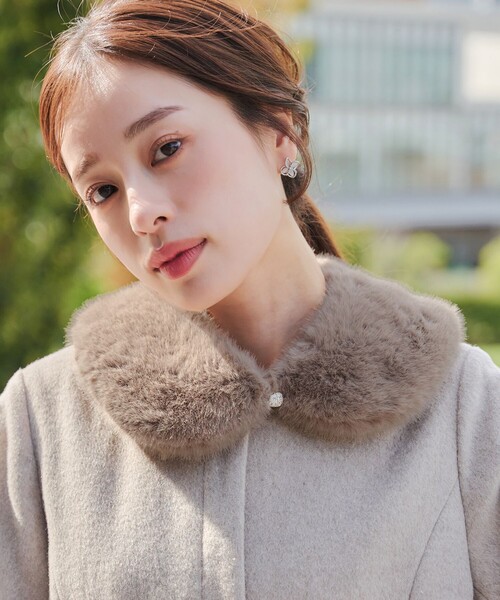 Tiaclasse マフラー ストール エコファー付け襟ティペット レディース