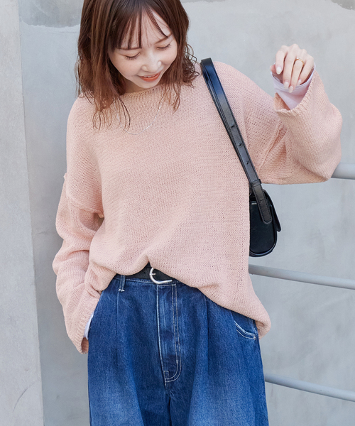テープヤーンDROPプルオーバー　ブラックA JOURNAL STANDARD ニット セーター テープヤーンDROPプル
