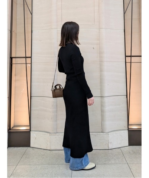 Mila Owen ワンピース ヘンリーネックロングリブニット Mila Owen ワンピース ヘンリーネックロングリブニット