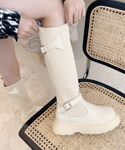Lace Ladies（レースレディース） ブーツ 異素材 ソックス 厚底 ベルト