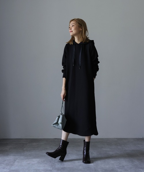 HERENCIA ヘレンチア 長袖 ワンピース ブラック HERENCIA 「HERENCIA」 長袖ワンピース MEDIUM ブラック