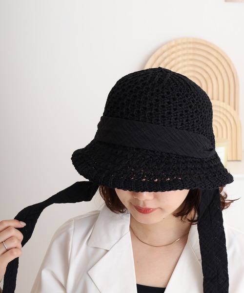 夏らしい綿麻素材 つばを折り返してもOK☆Hermes\tGaelleハット HERMES エルメス ハット 帽子 オルガ 57サイズ サバンナの花