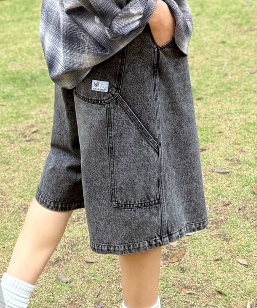 vin ※スコット※大人パープルDressパンツ レザーワイドハーフパンツ ankoROCK(アンコロック) メンズ