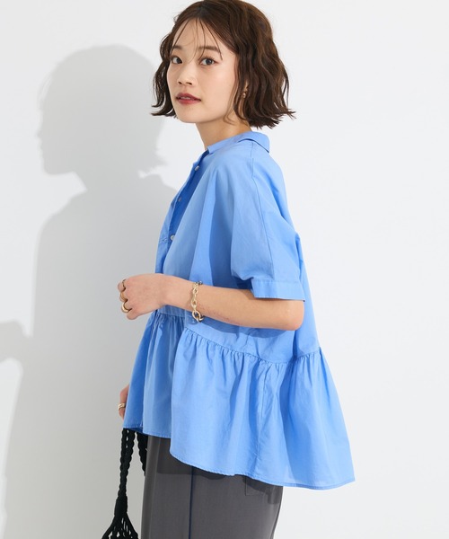 ブラウス シャツ ショートペプラムブラウス（セットアップ可） レディース green label relaxing ブラウス シャツ ペプラム ショート
