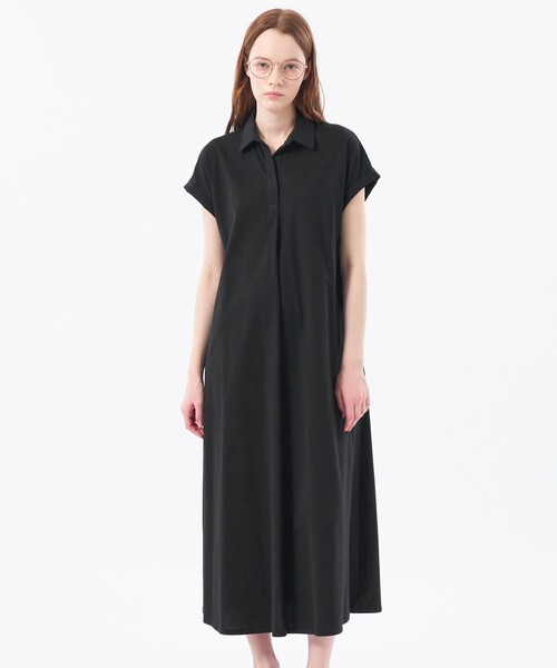 美品✨マッキントッシュフィロソフィー　スキッパージャージーワンピース　38　黒 美品✨マッキントッシュフィロソフィー スキッパージャージー