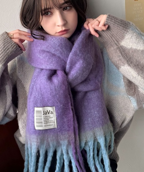 Java マフラー ストール 「JaVaジャバコラボ」ふんわりあったか。配色