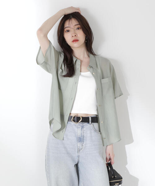 「PROPORTION BODY DRESSING」 半袖ブラウス SMALL グレー レディース PROPORTION BODY DRESSING 「PROPORTION DRESSING」 半袖