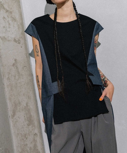 ♦︎新品♦︎MARECHAL TERRE♦︎ コクーン配色デザインチュニック♦︎ MARECHAL TERRE tシャツ コクーンチュニック レディース