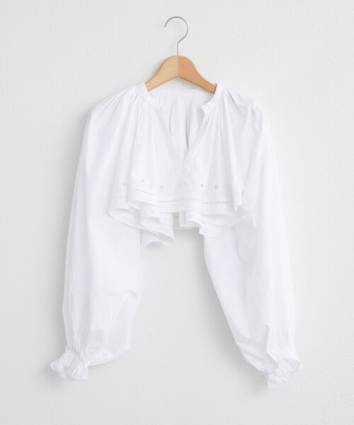 ブラウス シャツ crinkle embroidery cropped blouse レディース