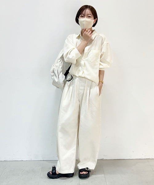 BAYFLOW【低身長cahoさんコラボ】カーブパンツ　ホワイト BAYFLOW パンツ 「低身長caho146cmさんプロデュース」カーブ