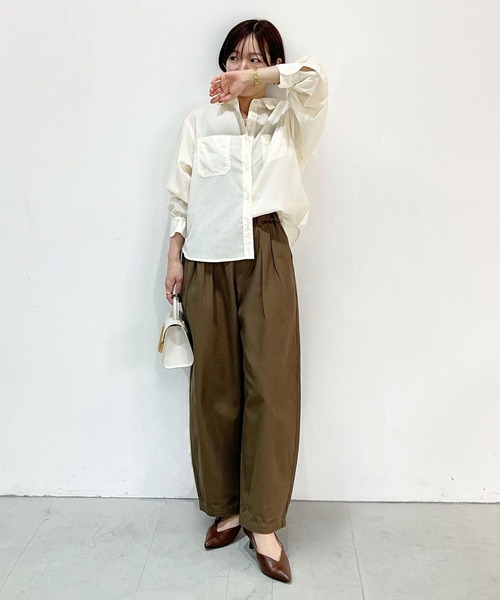 BAYFLOW【低身長cahoさんコラボ】カーブパンツ　ホワイト BAYFLOW パンツ 「低身長caho146cmさんプロデュース」カーブ