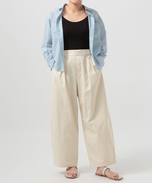 BAYFLOW【低身長cahoさんコラボ】カーブパンツ　ホワイト 再値下げ】夏のキレイめカーブパンツ【cahoさんコラボ】 小さい
