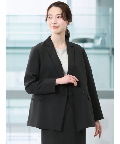 m．f．エディトリアル（m．f．editorial）/【接触冷感 ウォッシャブル】m．f．エディトリアル 杢調ダブルジャケット 黒(セットアップ可… m.f.editorial（エムエフエディトリアル） スーツ 「接触冷感