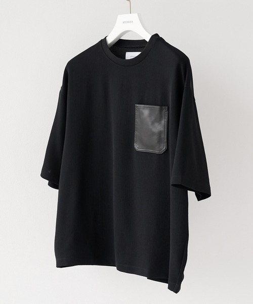 STUDIOUS（ステュディオス） tシャツ DRY DOBBY LEATHER POCKET TEE
