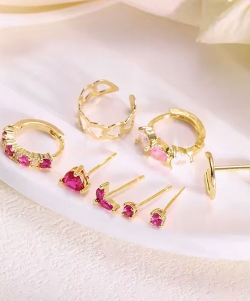 Mayree ピアス 「urge select」Y2K ピンクストーン ピアス/イヤーカフ